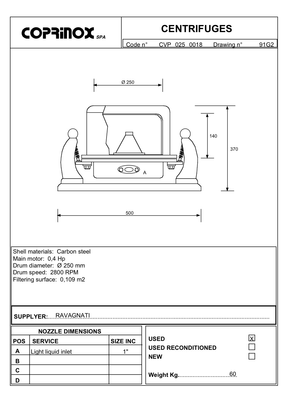 Used Pilot centrifuge