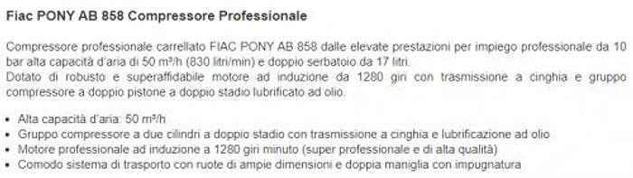 Compressore professionale carrellato FIAC PONY AB 858