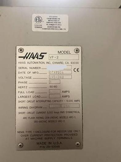 Used 2014 HAAS VF-2 4-Axis CNC Vertical Machining Center