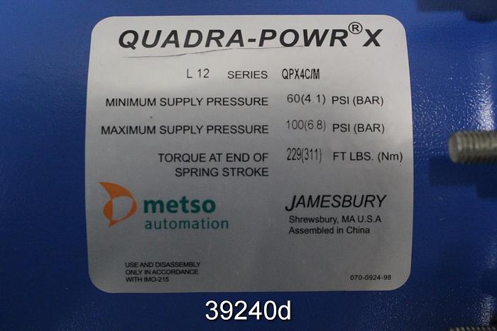 Unused Metso Automation Quadra Powr X Valve Actuator, Unused, QPX4C/M, L12 #39240