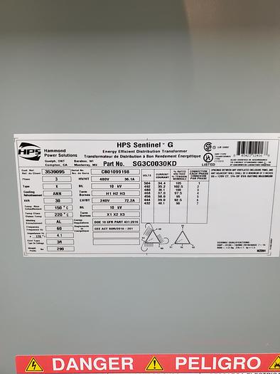 SG3C0030KD 30kVA 480 Volt Primay 240 delta Volt Secondary, 3 Phase Transformer