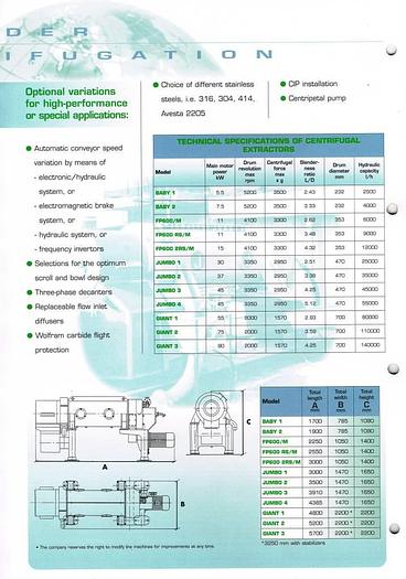 Refurbished PIERALISI decanter, type JUMBO 4
