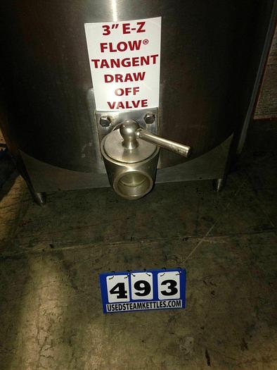 Used VULCAN #GL-30-E INSULATED STATIONARY STEAM KETTLE w/ S/S COVER & 3" FAS-FLOW TANGENT DRAW OFF VALVE.