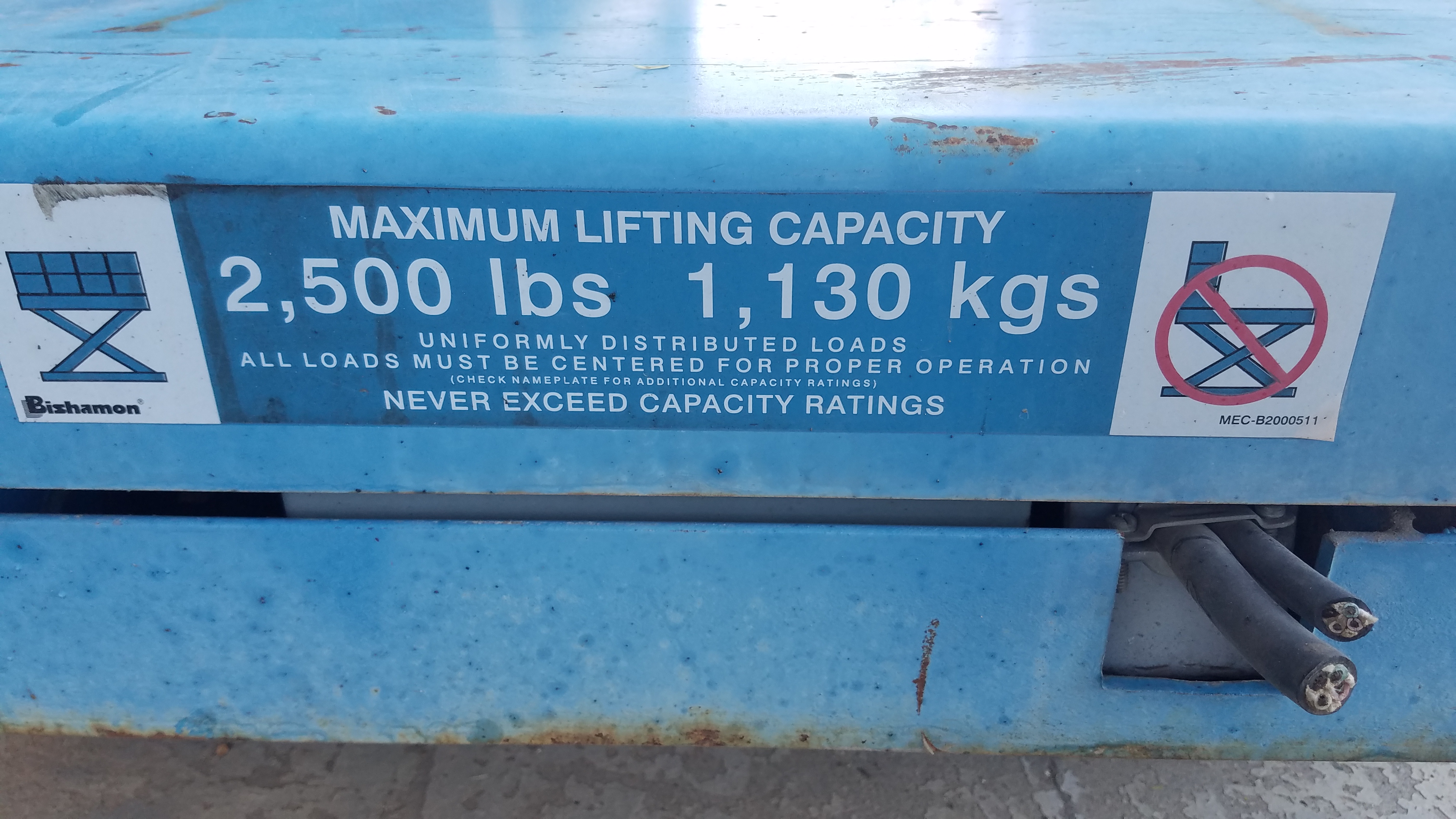 Used 2,500 lb. Bishamon Hyd. Scissors Lift Tables; 24” x 48”, 12 avail