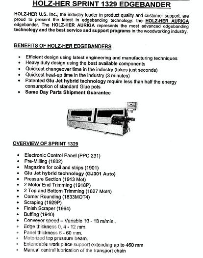 Used Holz-her Sprint 1329 Premium Edgebander