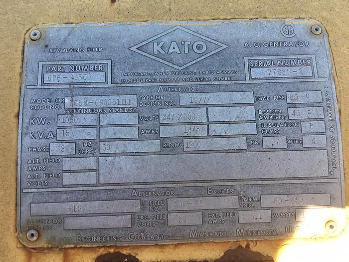 Used KATO 1050kW Double Bearing AC Generator End
