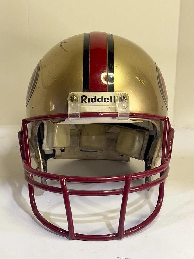 Used Jerry Rice #80 Autographed San Francisco 49ers Helmet with "Rice" Book