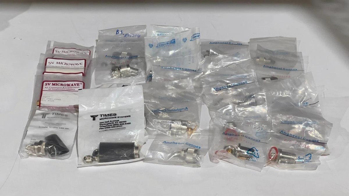 COAX LOT - 27 RF Coaxial Connectors: Amphenol - Radiall - SV & Times Microwave