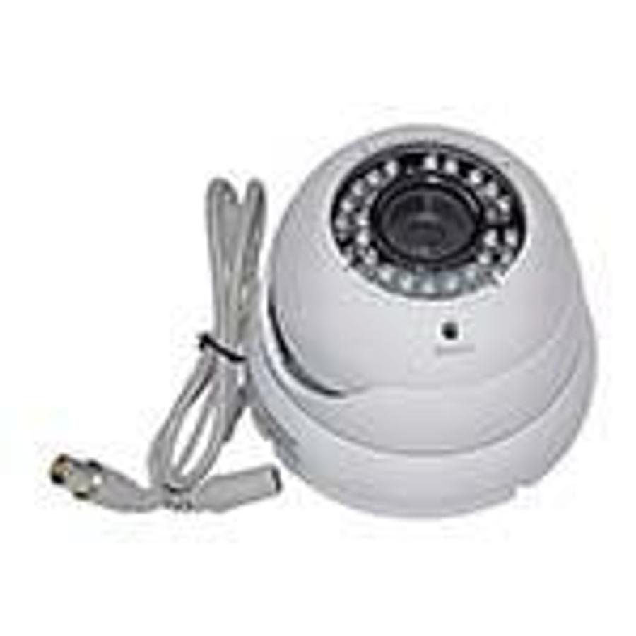 Used Dome Color camera NTSC System; I/P: 12VDC, Lens 4-9mm, Color: White, 36 x 5mm IR LEDS, 94mm x 80mm ES7366