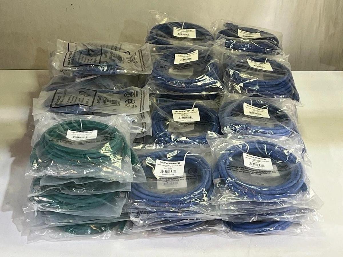 Used Lot of 91 Assorted New Monoprice Cat6 Patch Cables 2116, 9806, 9790, 3436 & 3438