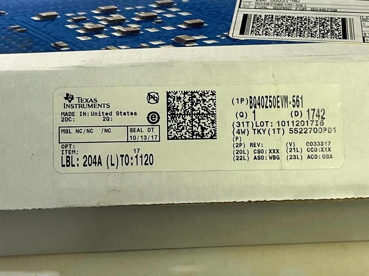 Used Texas Instruments BQ40Z50EVM-561 Evaluation Board for BQ40Z50