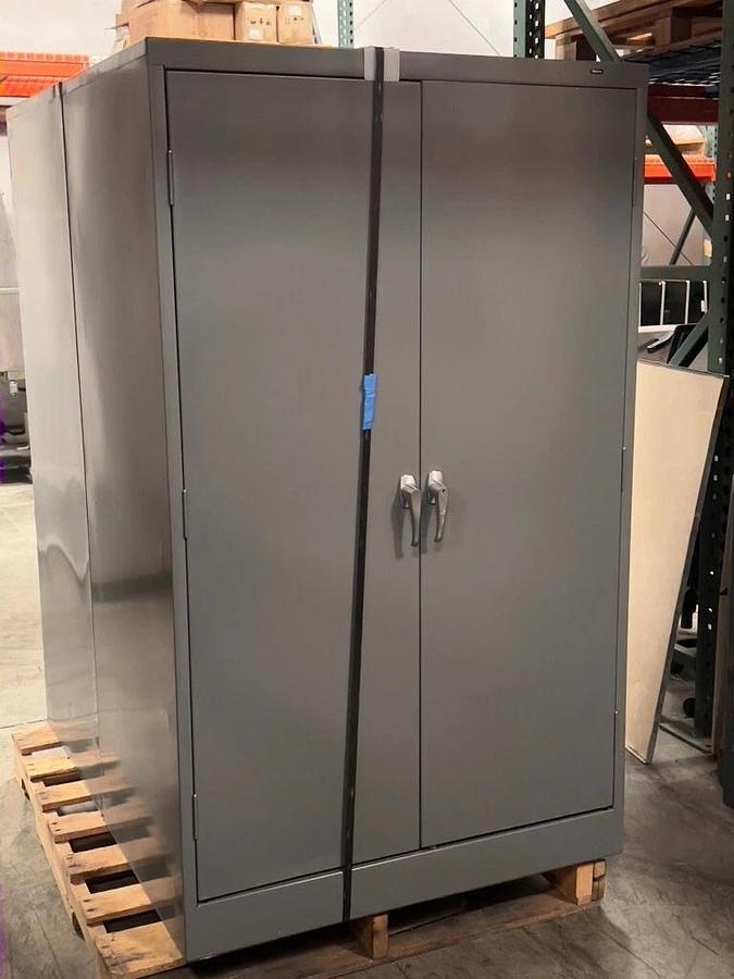 Used Tennsco 6024DH 36" x 24" x 60" Standard Welded Cabinet - Medium Gray (MGY)