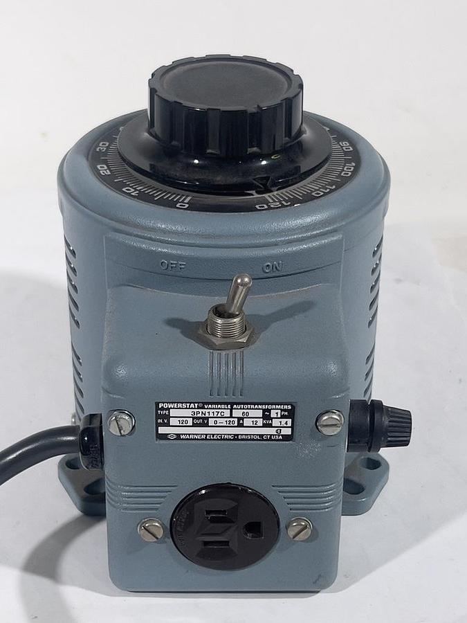 Used Warner Electric 3PN117C Powerstat Variable Autotransformer 0-120V 12A - Variac
