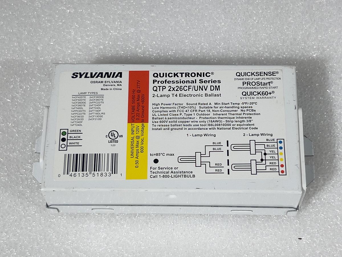 8 Pieces Sylvania QuickTronic QTP 2x26CF/UNV DM 2-Lamp T4 Electronic Ballast