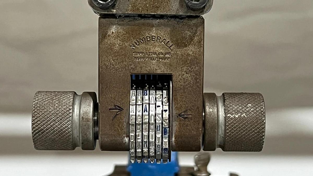 Used Numberall Model 98 Marking Platform Hammer Stamp with Model 85H Numbering Head