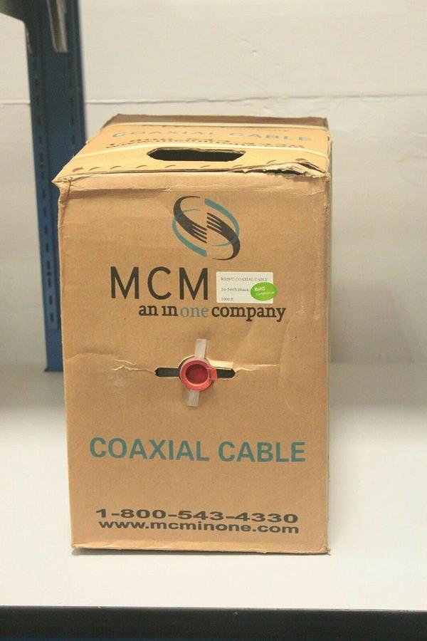 Used 1000' Box of RG59/U Black Coax Cable MCM 24-5445 - CCTV CATV Coaxial