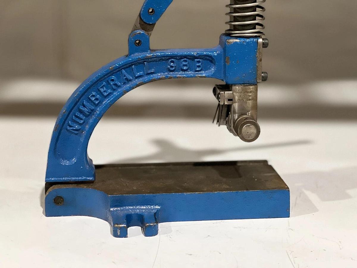 Used Numberall Model 98 Marking Platform Hammer Stamp with Model 85H Numbering Head