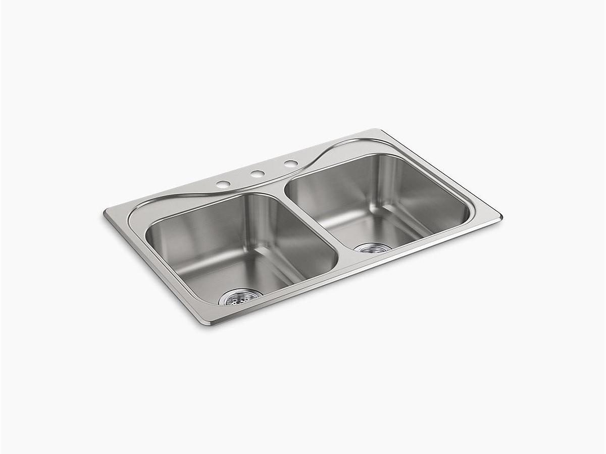 Sterling by Kohler 11400-3-NA Southhaven 33" Top-Mount Double-Bowl Kitchen Sink