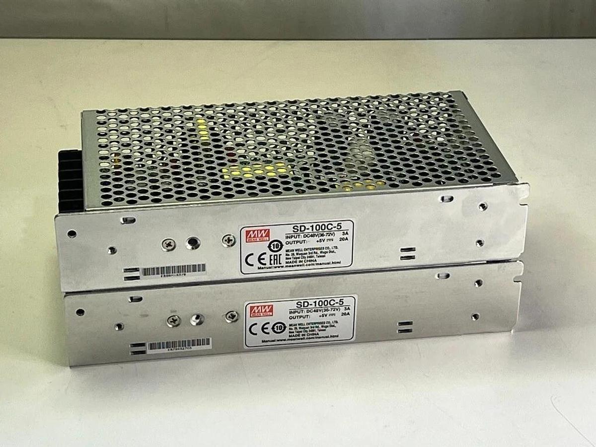 Used Lot of 2: Mean Well Model SD-100C-5 Power Supply 48VDC, 3A In 5VDC, 20A Out