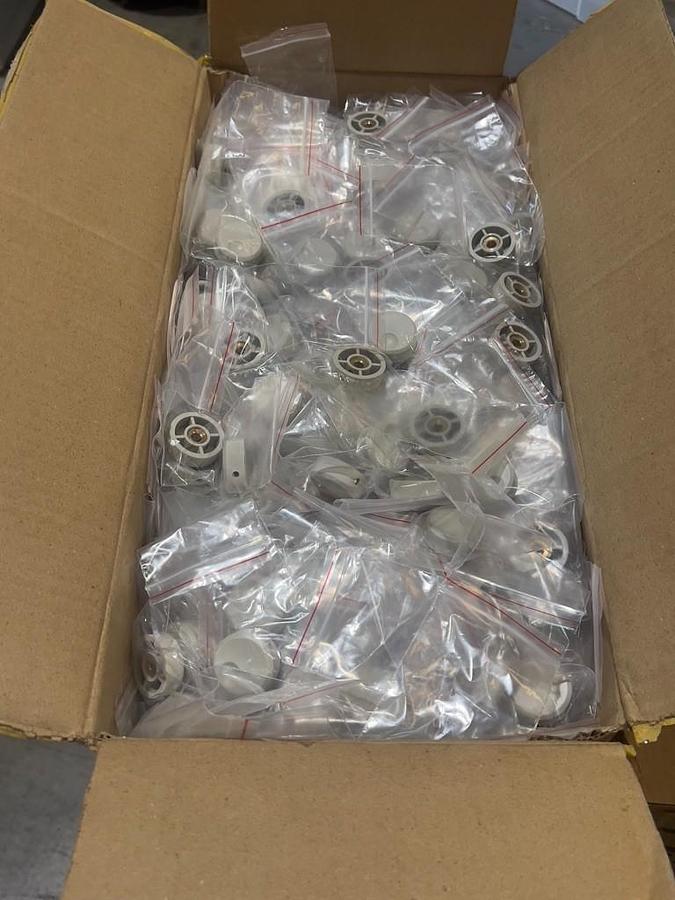 Used Case of 660 Pieces: 1-3/8" Diameter Control Knob, 1/4" Shaft with Finger Indent