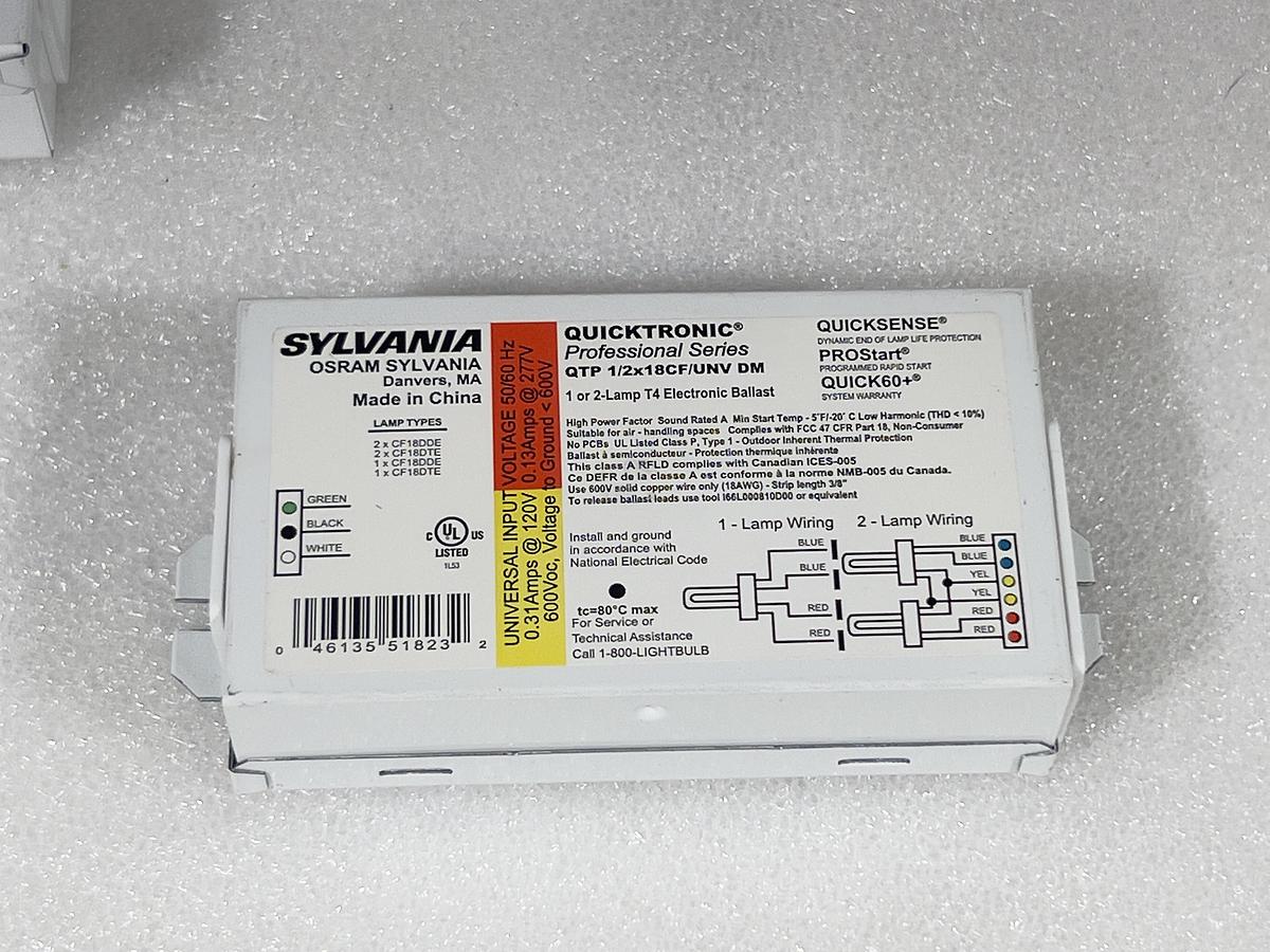 6 Pieces Sylvania QuickTronic QTP 1/2x18CF/UNV DM 1 or 2-Lamp T4 Electronic Ballast