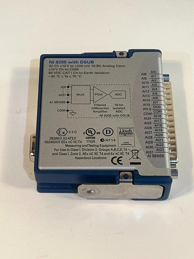 Used National Instruments CompactDAQ cDAQ-9181 Chassis and NI 9205 with DSUB Module