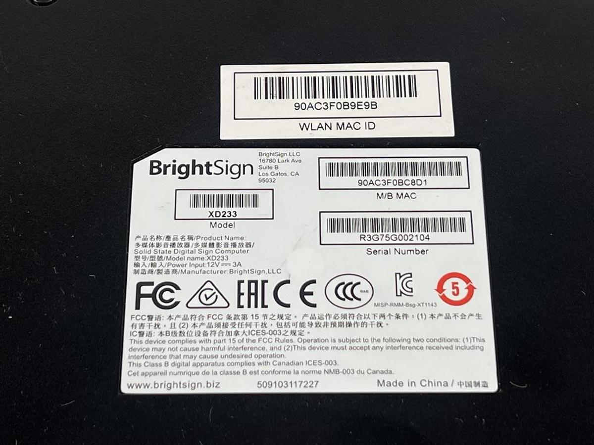 Used BrightSign XD233