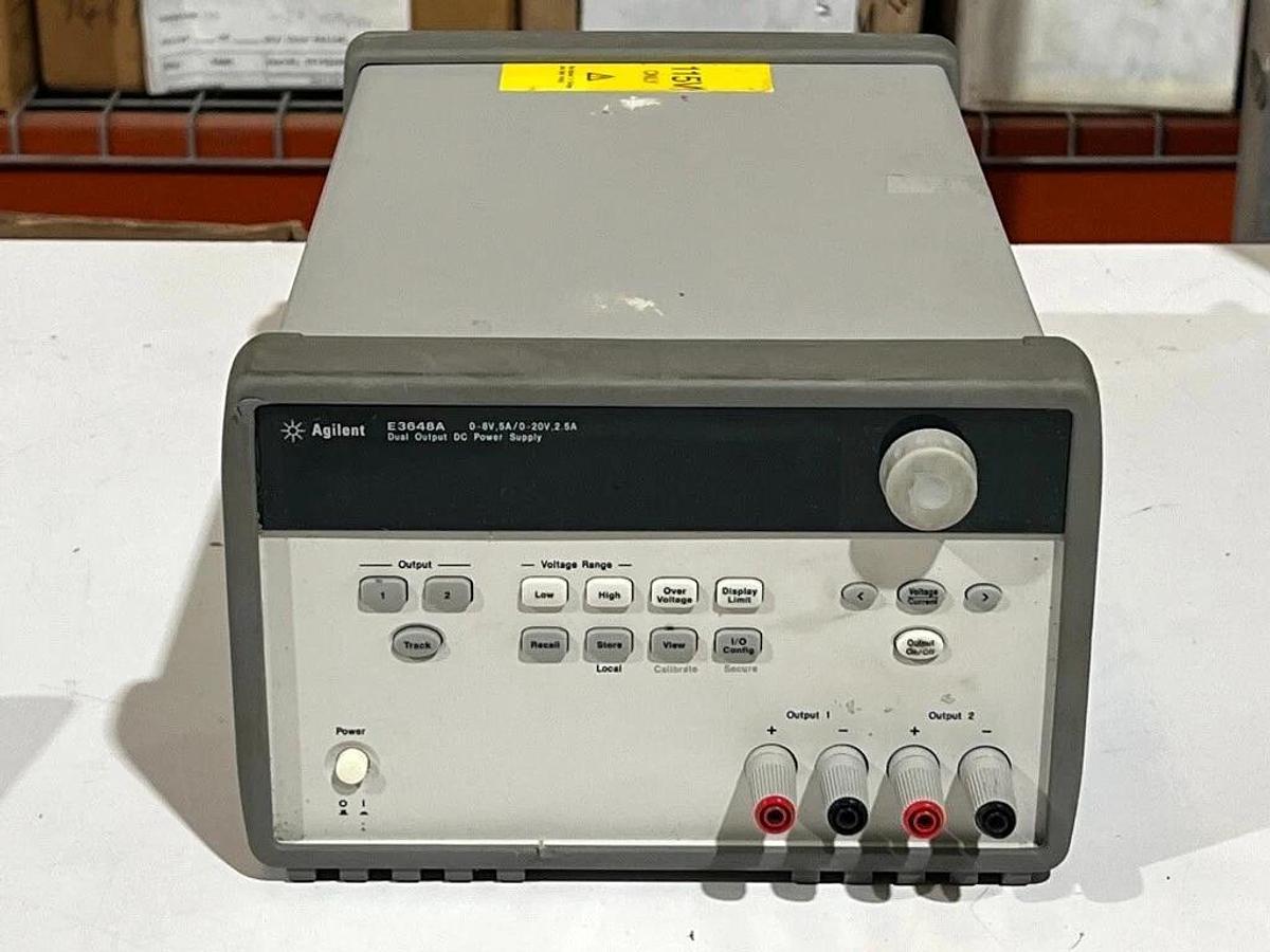 Used Agilent E3648A Dual Output DC Power Supply 0-8V, 5A / 0-20V, 2.5A