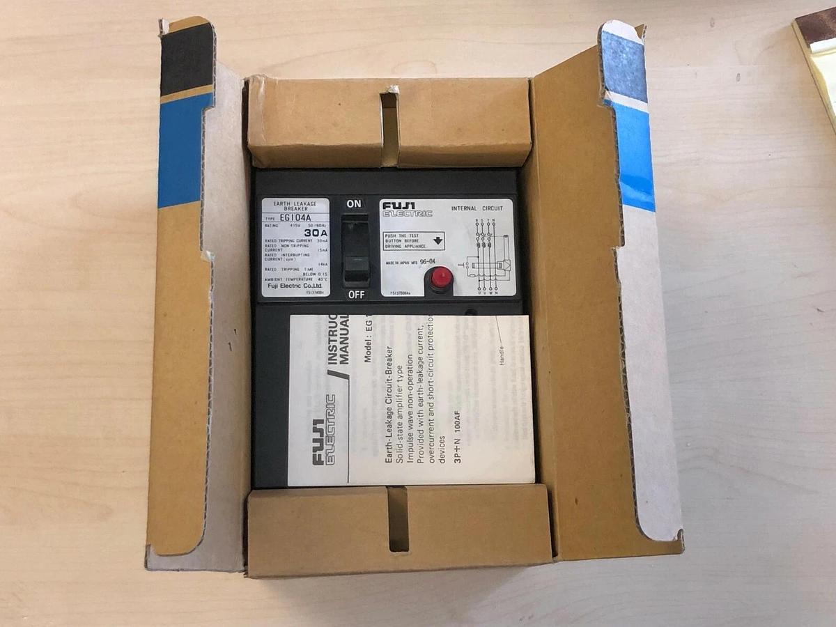 Used Fuji EG104A Earth Leakage Circuit Breaker - P/N 0680-01376 - 415VAC 30A 3PH