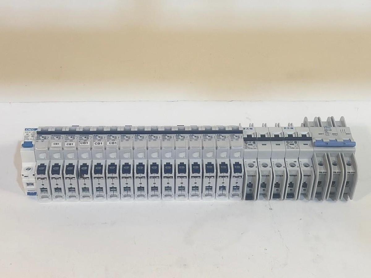 Lot of 19 Assorted 15A, 20A, 30A Circuit Breakers: CNFC, ABL, Eaton, ETA