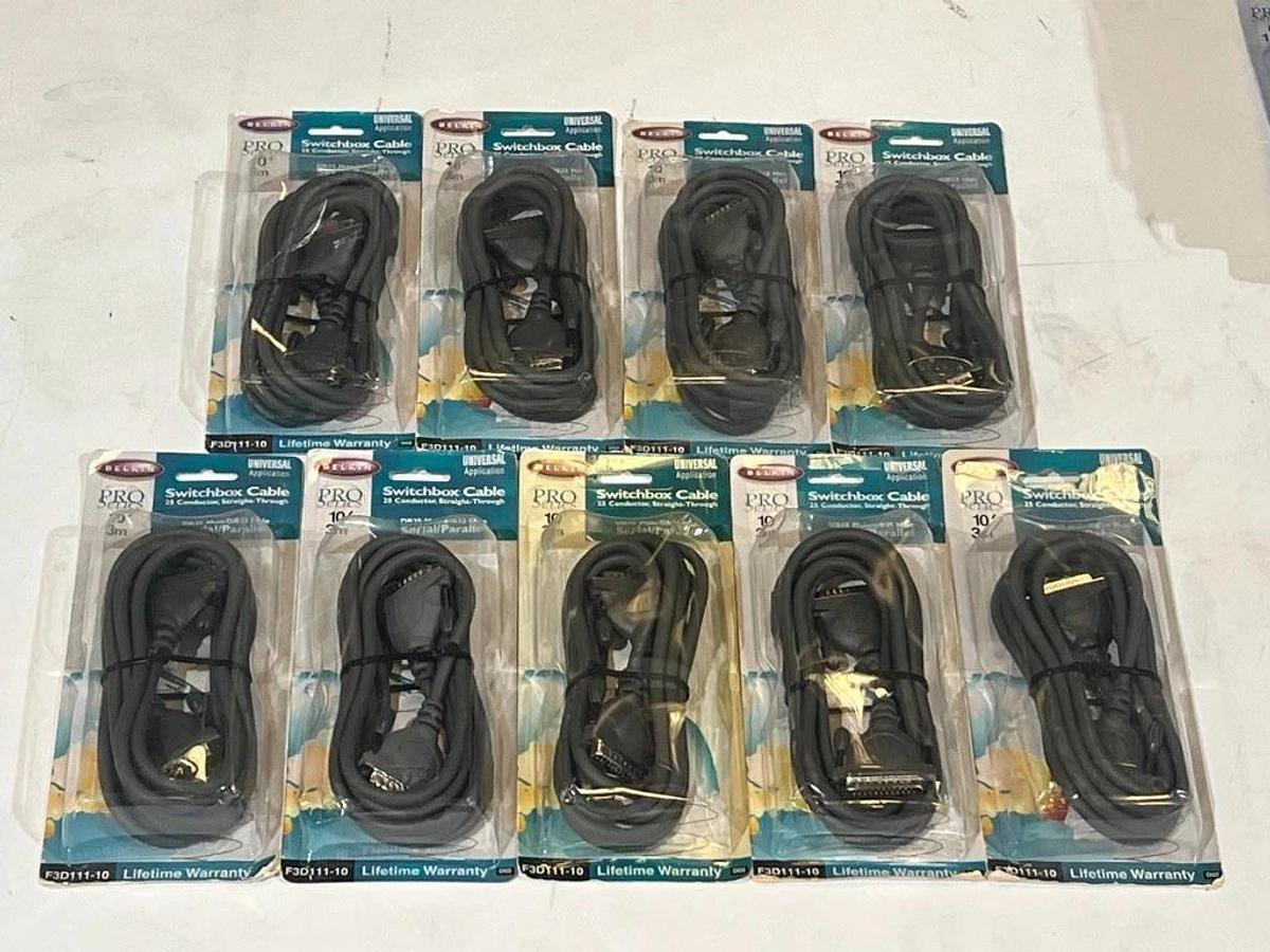 Used Lot of 9 Pieces: Belkin F3D111-10 DB-25 Male-Male 10 ft Parallel Cable 25-Cond.