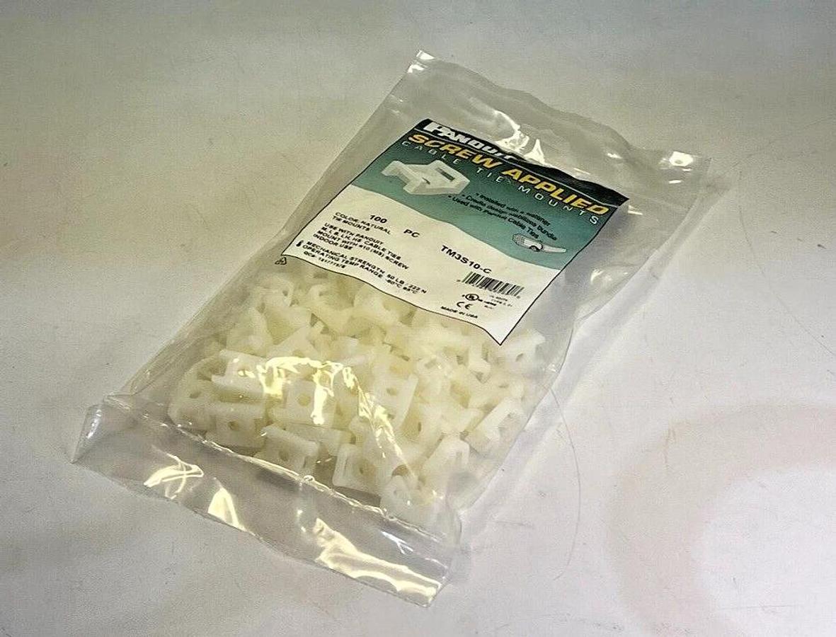 Used Bag of 100 Pieces Panduit TM3S10-C Screw Applied Cable Tie Mounts, Natural Color