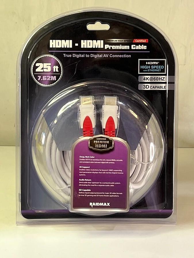 Used RAIDMAX 25 ft. HDMI-HDMI Premium High Speed Cable with Ethernet - RHDC-A25