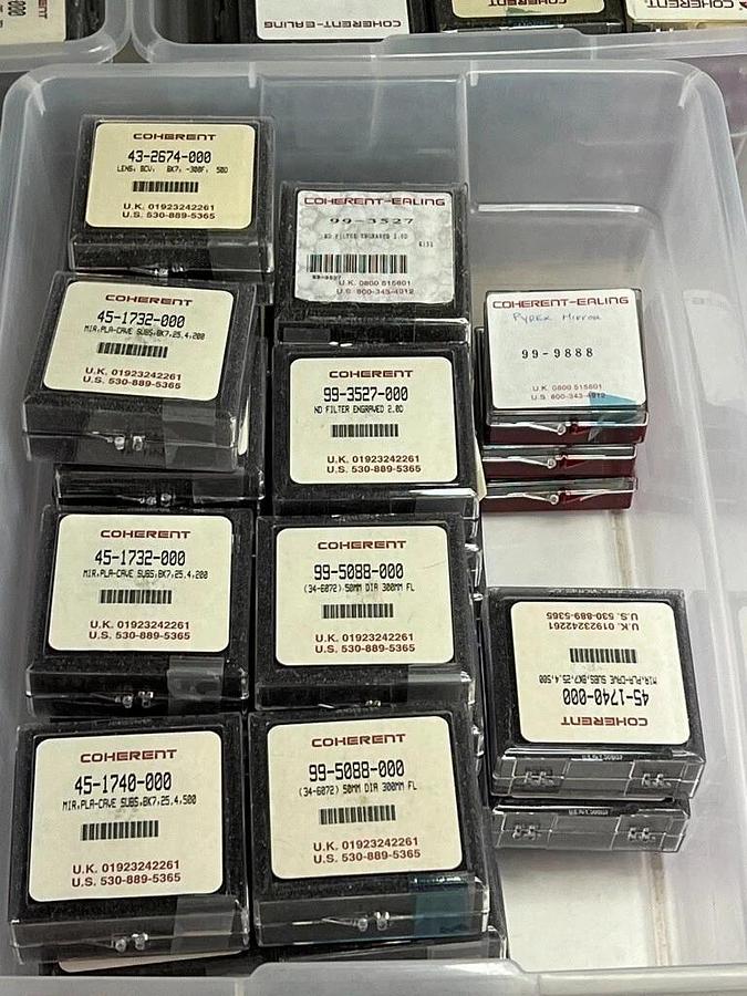 Coherent / Ealing Optics Lot of 127 Pieces: Mirrors & Filters - Photonics