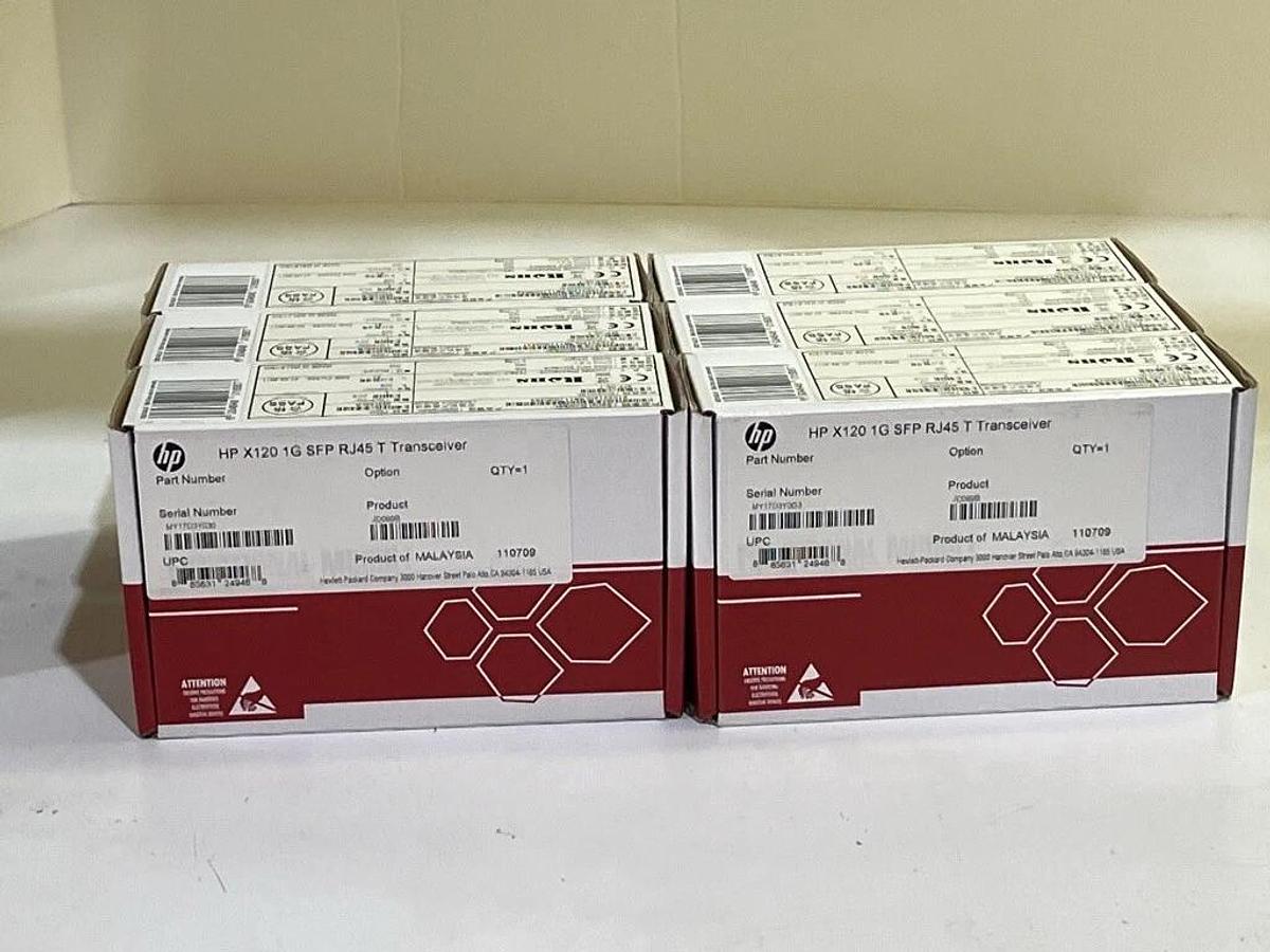 Lot of 6 Each: Finisar SFP-GE-T / HP JD089B - X120 1G RJ45 T Transceivers