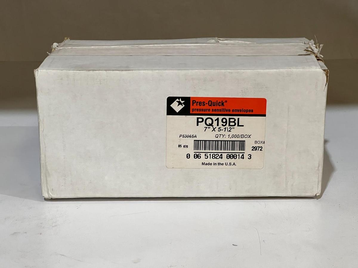 BOX OF 1000 LPS Ind. Pres-Quick PQ19BL 7" x 5-1/2" Clear Packing List Envelopes