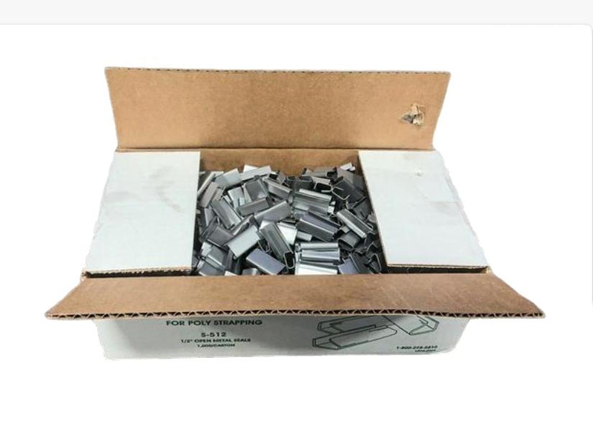 Case of 1000 Uline S-512 Poly Strapping Seals, Open, 1⁄2" FOR POLYPROPYLENE STRAPPING