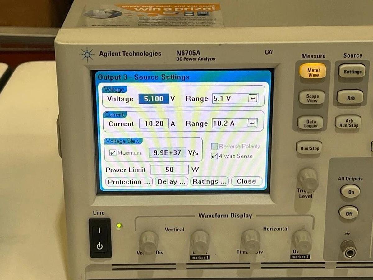 Used Agilent N6705A DC Power Analyzer with 3 Each N6731B DC Power Modules Installed