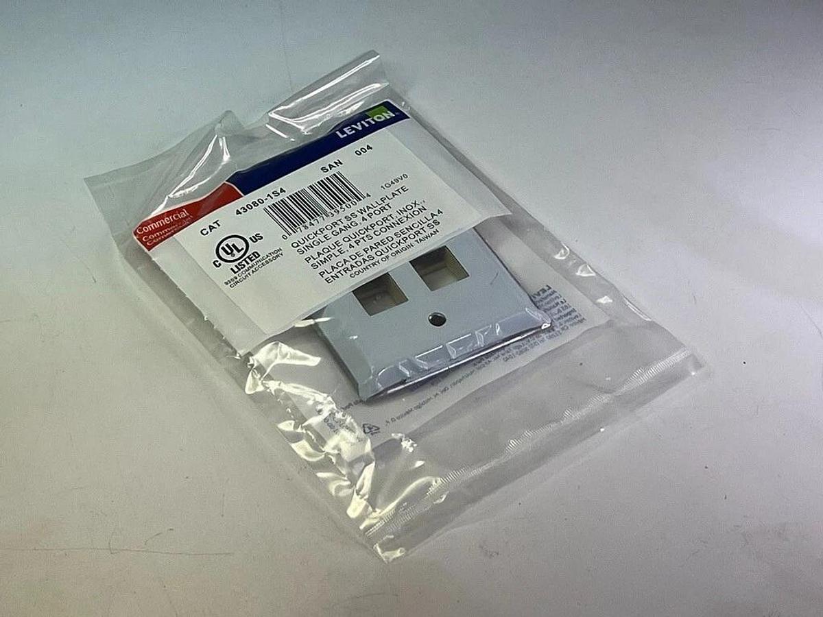 Used 150 Pcs Leviton 43080-1S4 Stainless Steel QUICKPORT Wallplate Single Gang 4-Port