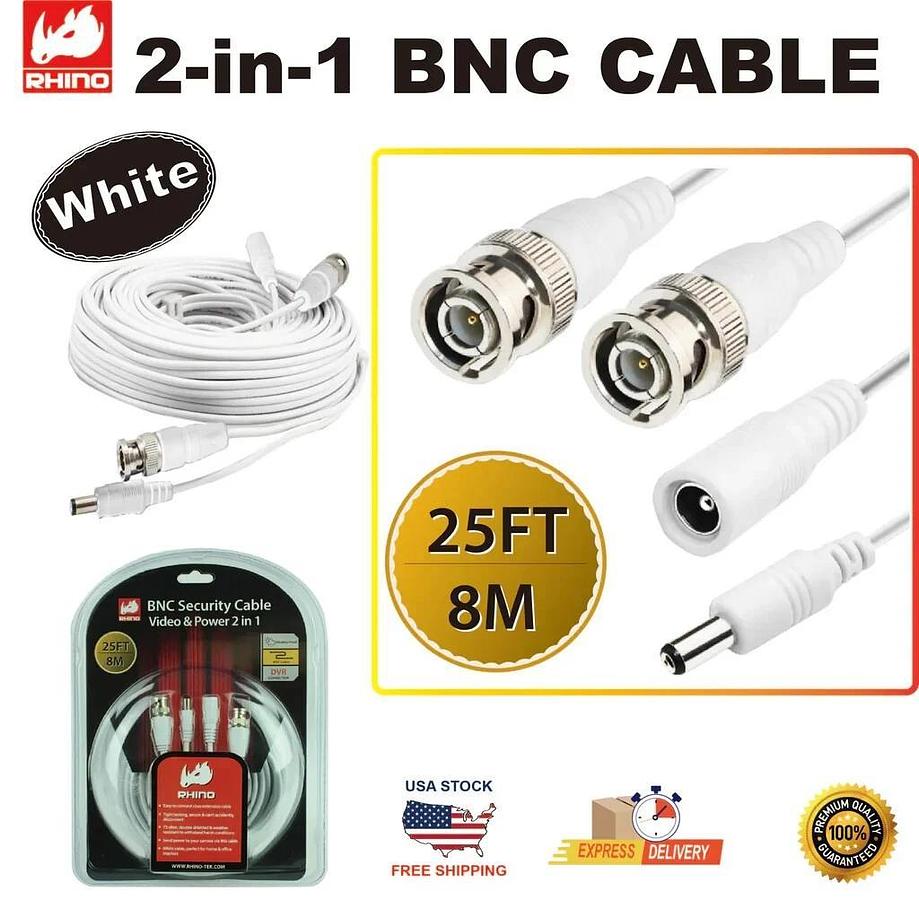 Used Rhino Tek 25FT BNC Security Cable, 2 in 1: Video & Power RHC-021-025