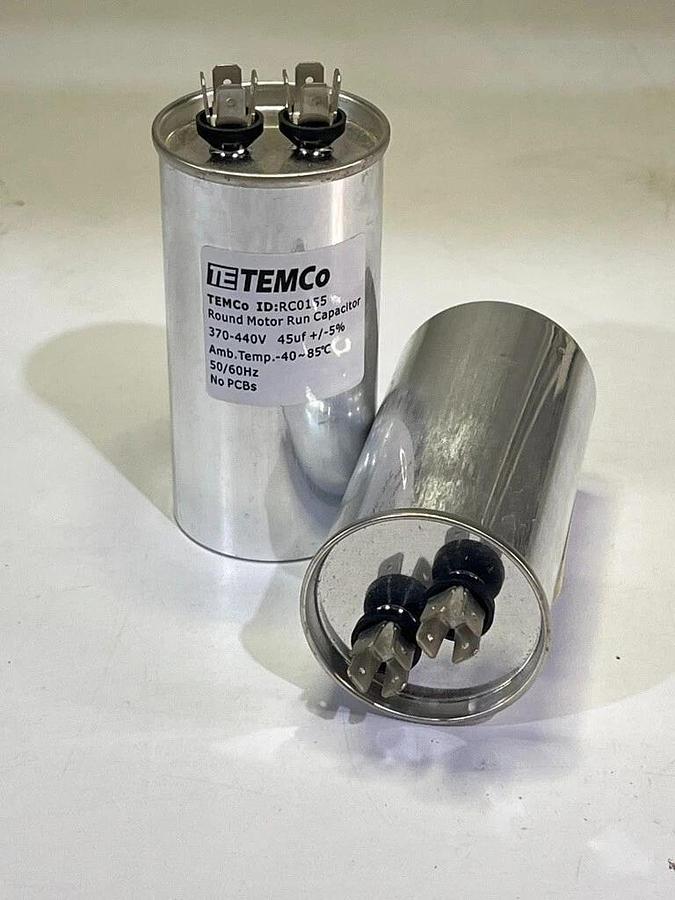 Case of 50: TEMCo Industrial 45 uF 370-440 VAC Round Motor Run Capacitors