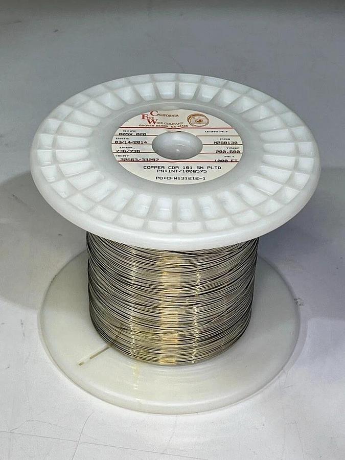1000' Spool .005 x .020 Tin-Plated Copper Flat Ribbon California Fine Wire Co.