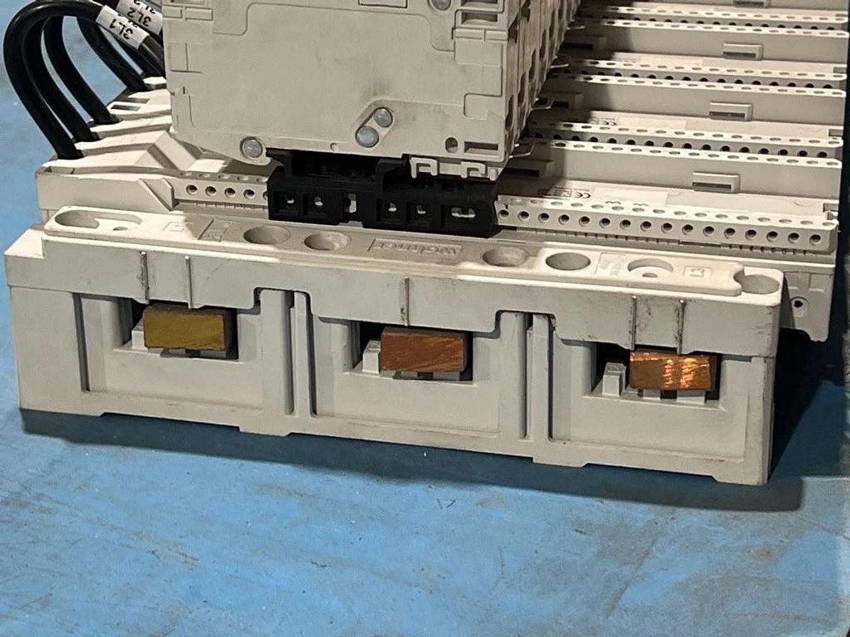 Used Lot of 28: 30 Amp Circuit Breakers on .79" Bus Bar + Wöhner EQUES Easy Connector