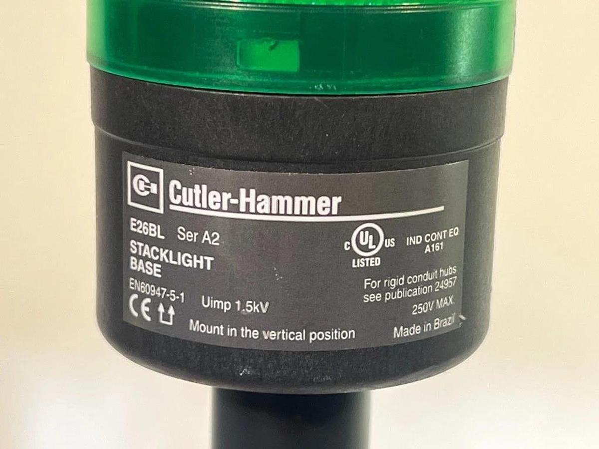 Used Eaton Cutler-Hammer E26BL Stacklight with 3X E26 Red Yellow Green Tower Light