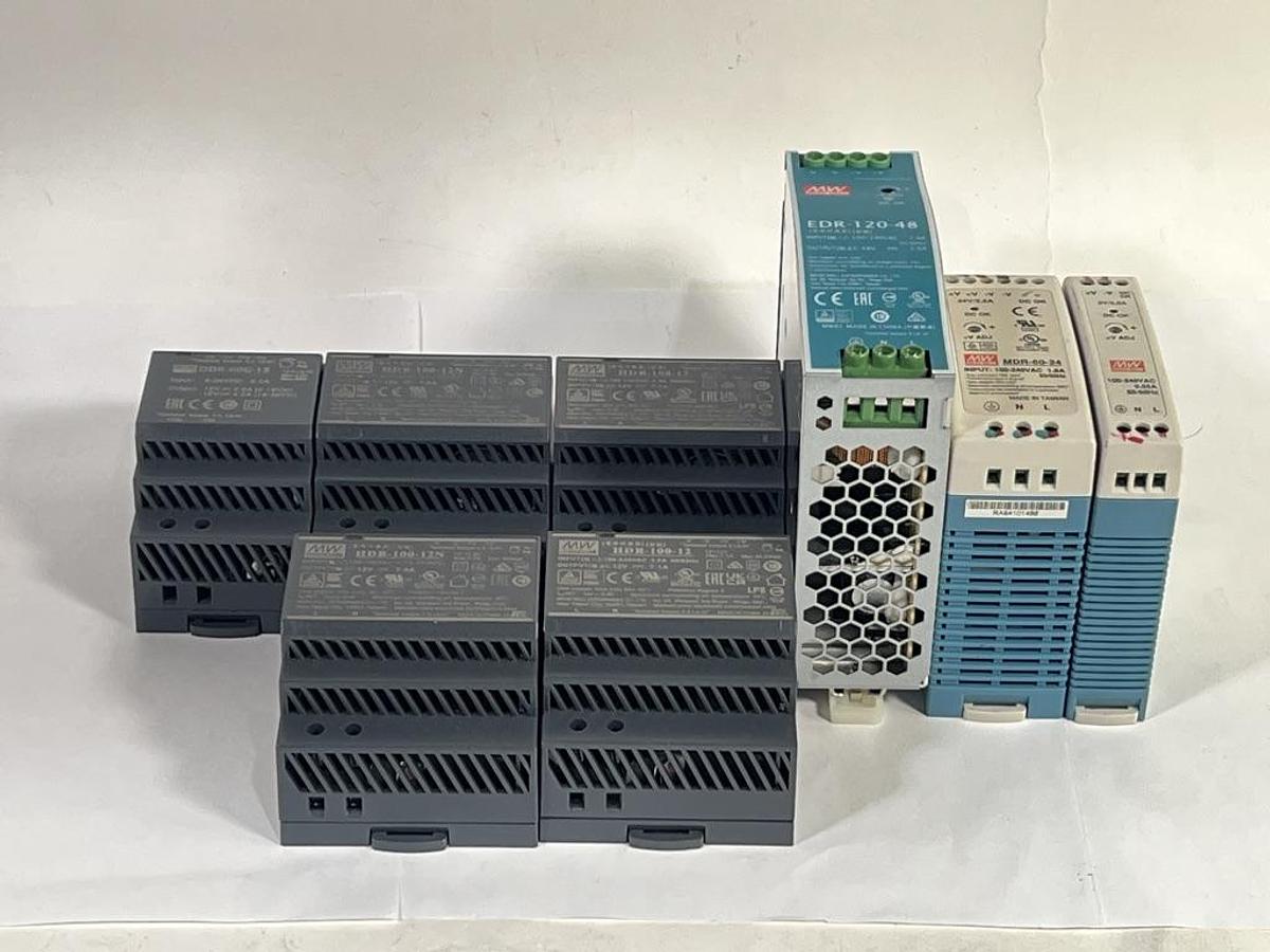 Lot of 8 Assorted Mean Well DIN Rail Power Supplies