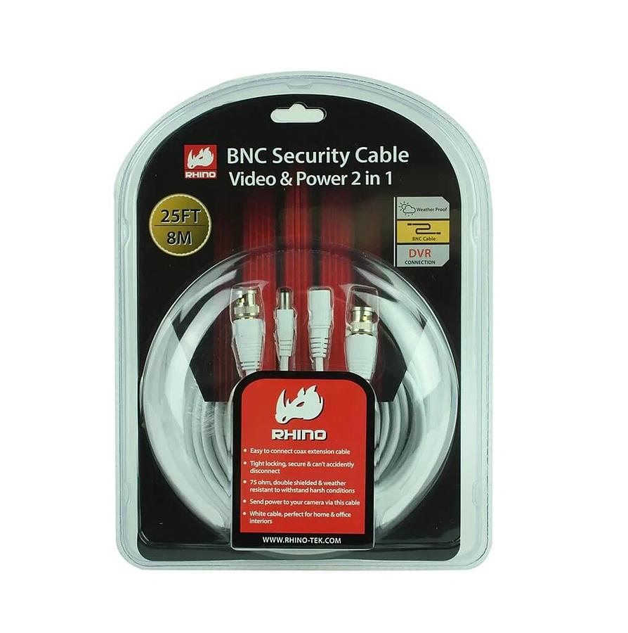 Used Rhino Tek 25FT BNC Security Cable, 2 in 1: Video & Power RHC-021-025