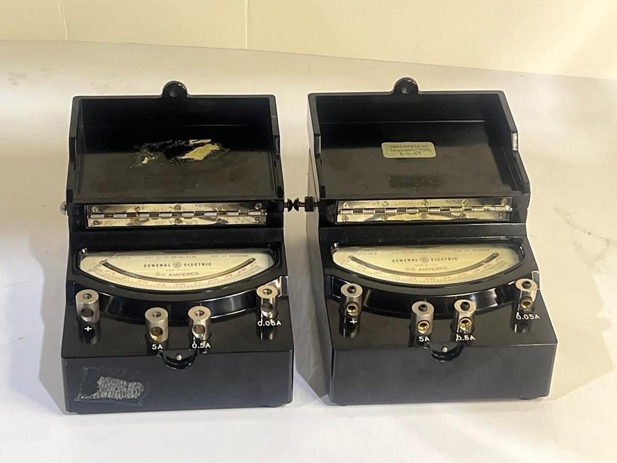 Used Lot of 2 Each: Vintage General Electric DP-9 DC Ammeter - Analog Current Meters