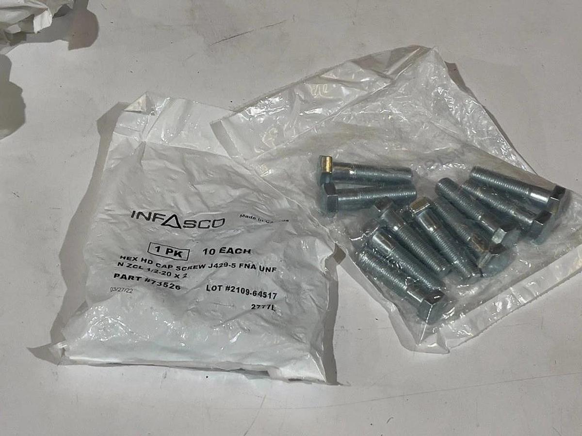 Used Lot of 250 PCS: Infasco Hex Head Cap Screw 1/2-20 x 2 Partially Threaded Bolt