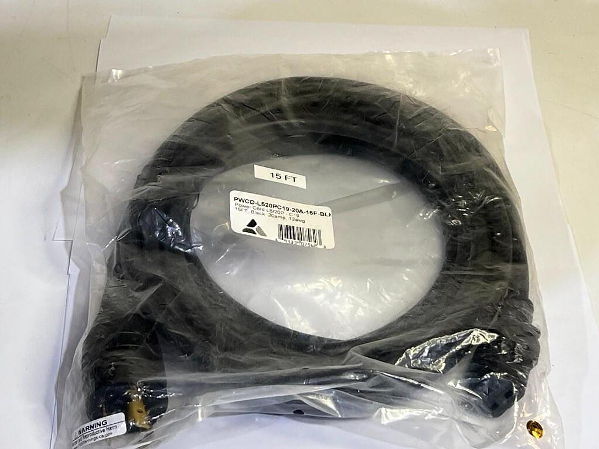 Used UNC Group - PWCD-L520PC19-20A-15F-BLK - Power Cord L5-20 to C19 15Ft 120VAC 20A