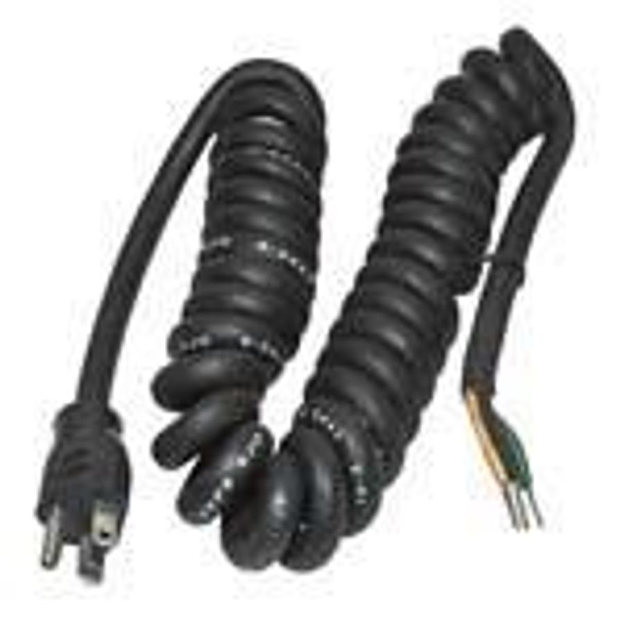 Used 3-prong retractable 16-3 AC power cord, Type SJO, E-3462, LL-7874. 24" retracted, 100" extended, black. ES5112